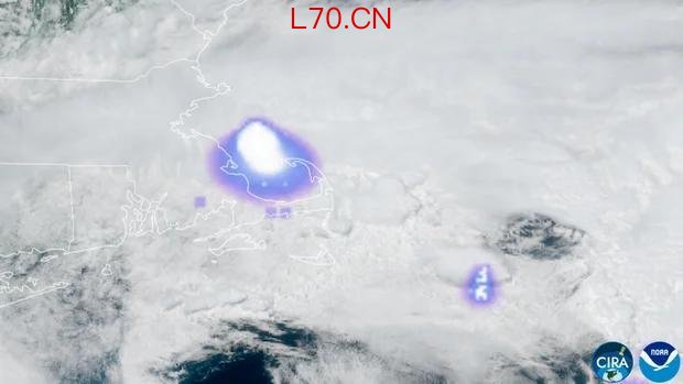 美国国家海洋和大气管理局的地图标注了这颗流星进入大气层的位置