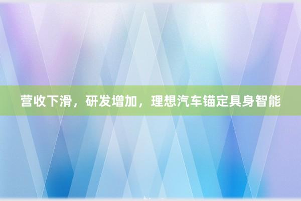 营收下滑，研发增加，理想汽车锚定具身智能