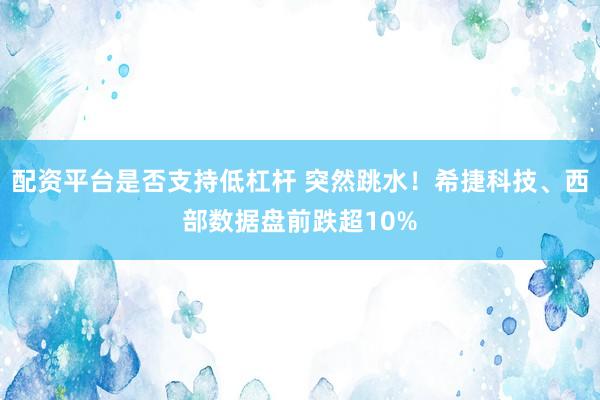 配资平台是否支持低杠杆 突然跳水！希捷科技、西部数据盘前跌超10%