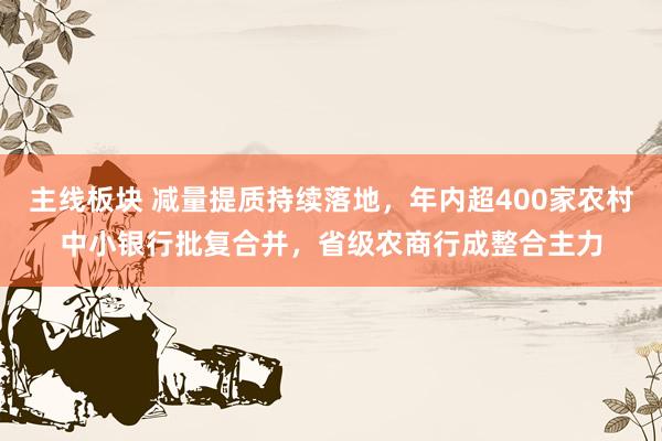 主线板块 减量提质持续落地，年内超400家农村中小银行批复合并，省级农商行成整合主力