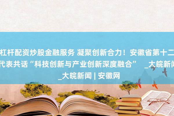 杠杆配资炒股金融服务 凝聚创新合力!安徽省第十二次党代会代表共话“科技创新与产业创新深度融合” _大皖新闻 | 安徽网
