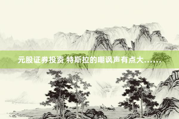 元股证券投资 特斯拉的嘲讽声有点大……